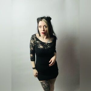 Forever 21 black lace tank dress medium